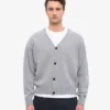Cardigan de lana merino con cuello en V - Gris jaspeado