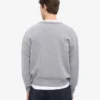 Cardigan de lana merino con cuello en V - Gris jaspeado