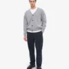 Cardigan de lana merino con cuello en V - Gris jaspeado