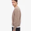 Cardigan de lana merino con cuello en V - Gris topo cálido