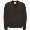 Cardigan de lana merino con cuello en V - Marrón café