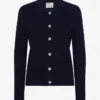Cardigan de lana merino con cuello para mujer - Azul marino