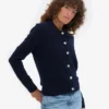 Cardigan de lana merino con cuello para mujer - Azul marino