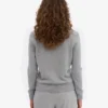 Cardigan de lana merino con cuello para mujer - Gris jaspeado
