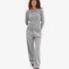 Cardigan de lana merino con cuello para mujer - Gris jaspeado