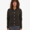 Cardigan de lana merino con cuello para mujer - Marrón café