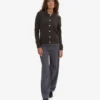 Cardigan de lana merino con cuello para mujer - Marrón café