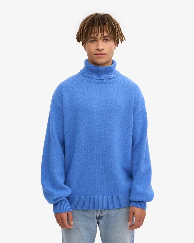 Cuello alto de lana merino - Azul del Pacífico