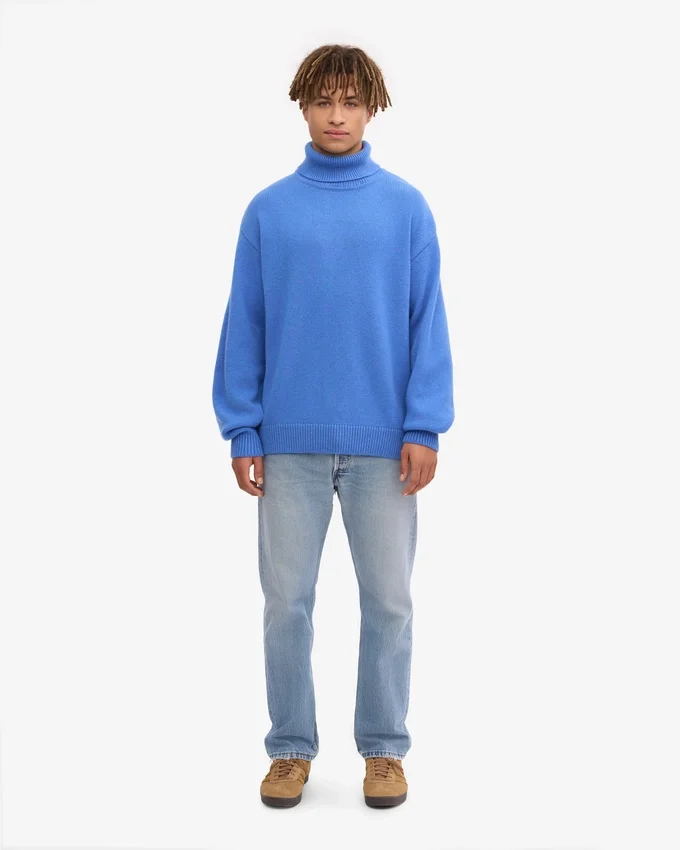 Cuello alto de lana merino - Azul del Pacífico