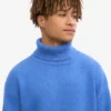 Cuello alto de lana merino - Azul del Pacífico