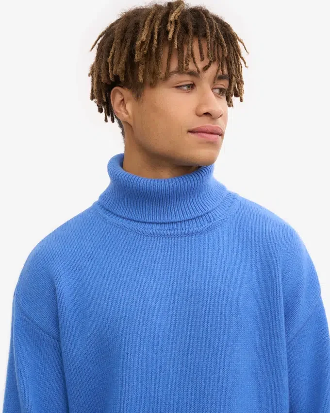Cuello alto de lana merino - Azul del Pacífico