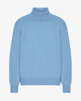 Cuello alto de lana merino - Azul mar
