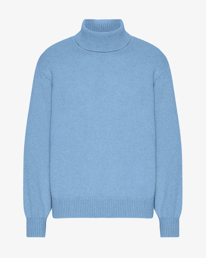 Cuello alto de lana merino - Azul mar