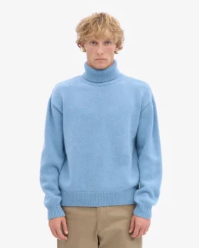 Cuello alto de lana merino – Azul mar