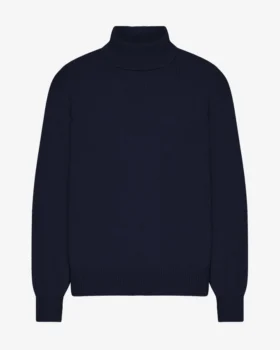 Cuello alto de lana merino - Azul marino
