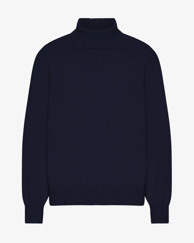 Cuello alto de lana merino - Azul marino