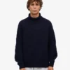 Cuello alto de lana merino - Azul marino