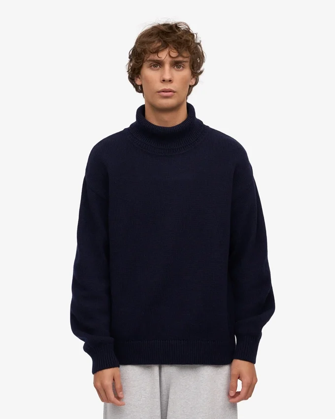 Cuello alto de lana merino - Azul marino