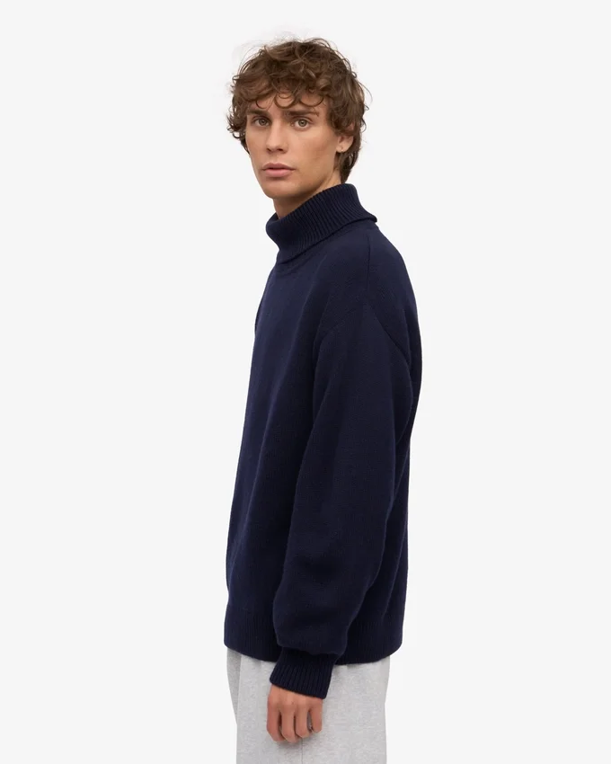 Cuello alto de lana merino - Azul marino