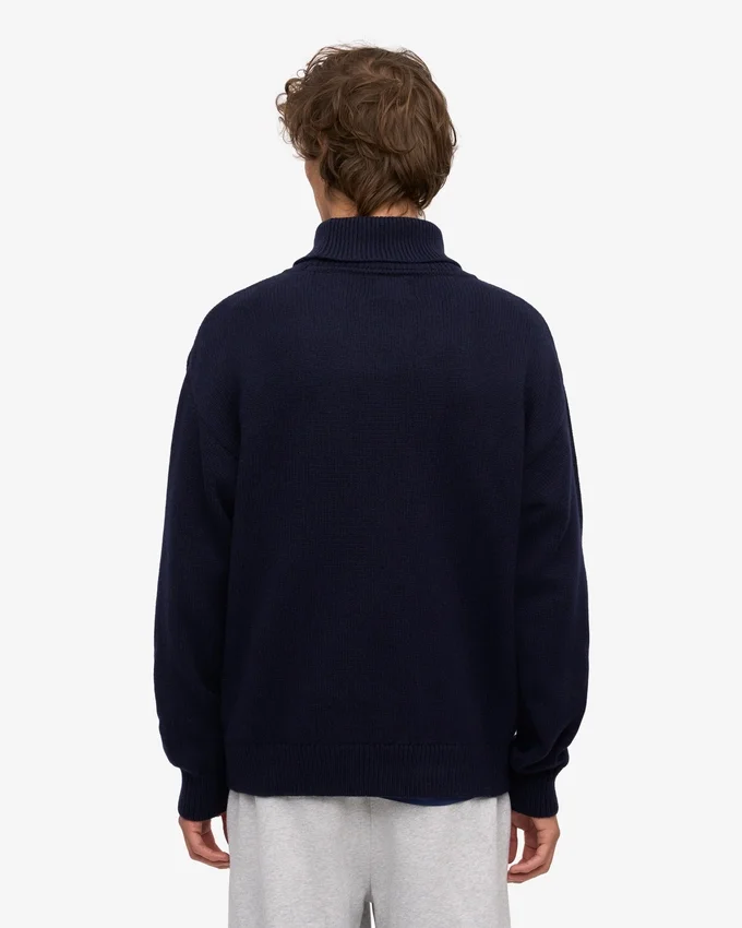 Cuello alto de lana merino - Azul marino