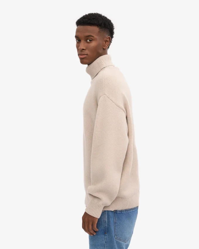 Cuello alto de lana merino - Blanco marfil