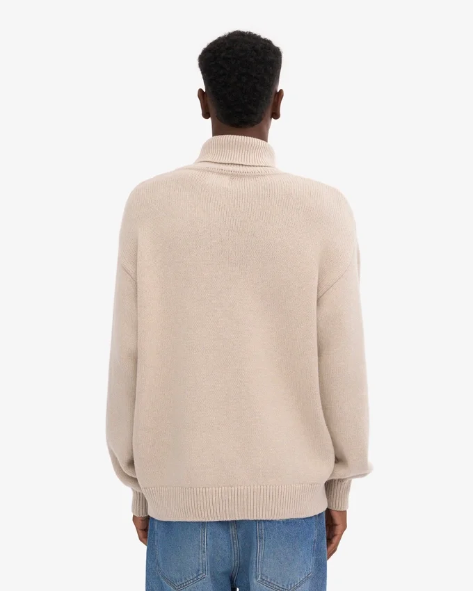 Cuello alto de lana merino - Blanco marfil
