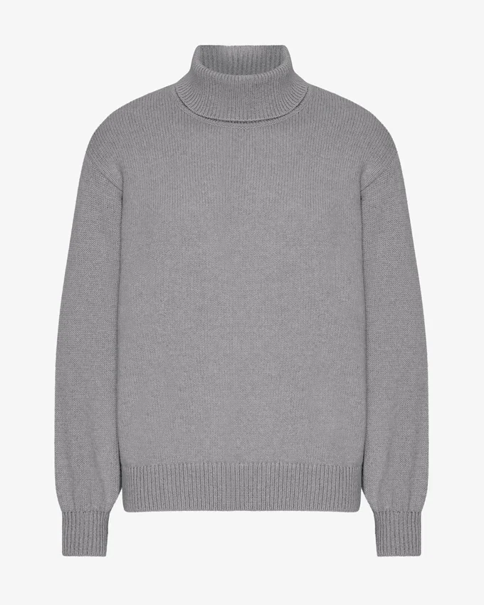 Cuello alto de lana merino - Gris jaspeado