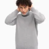 Cuello alto de lana merino - Gris jaspeado