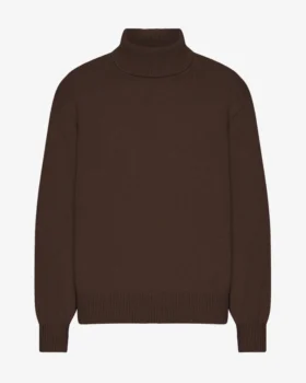 Cuello alto de lana merino - Marrón café