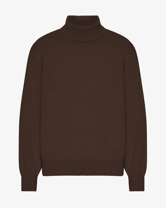 Cuello alto de lana merino - Marrón café