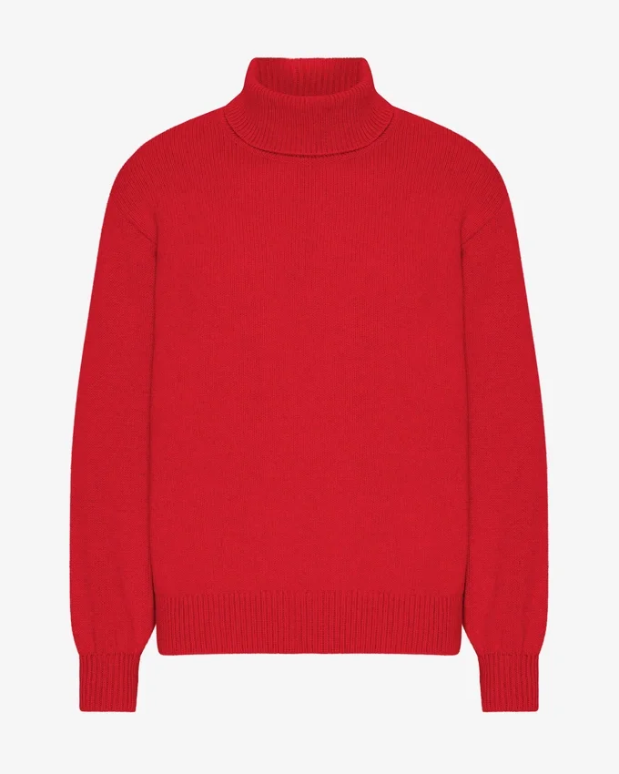 Cuello alto de lana merino - Rojo escarlata