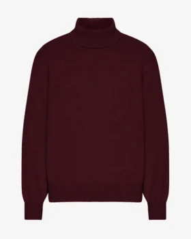 Cuello alto de lana merino - Rojo sangre de buey