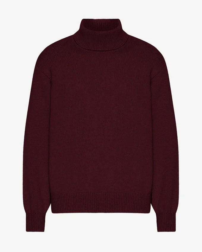 Cuello alto de lana merino - Rojo sangre de buey
