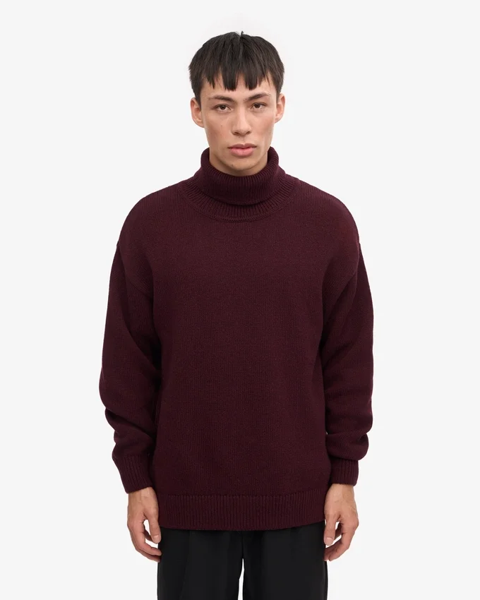 Cuello alto de lana merino - Rojo escarlata