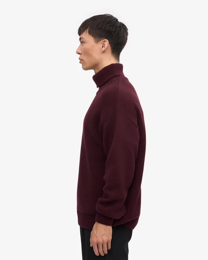 Cuello alto de lana merino - Rojo escarlata