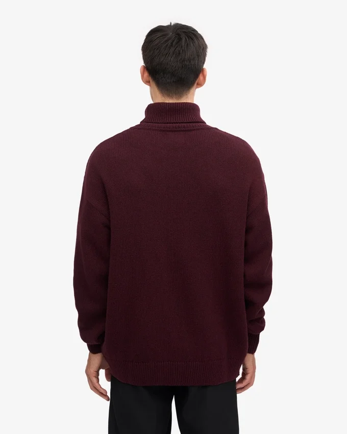 Cuello alto de lana merino - Rojo escarlata