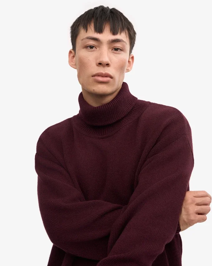 Cuello alto de lana merino - Rojo sangre de buey