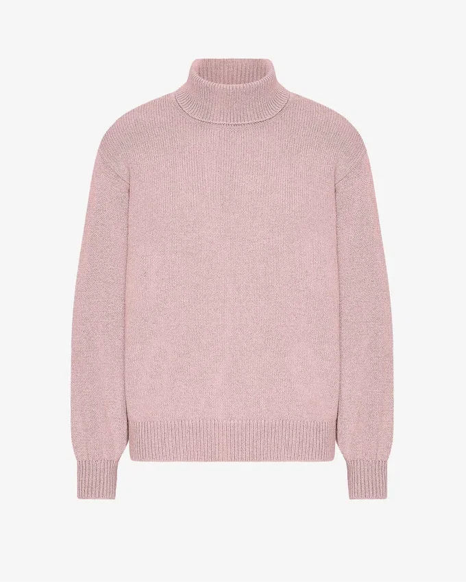 Cuello alto de lana merino - Rosa descolorido