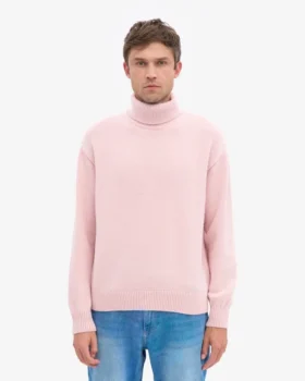 Cuello alto de lana merino – Rosa descolorido