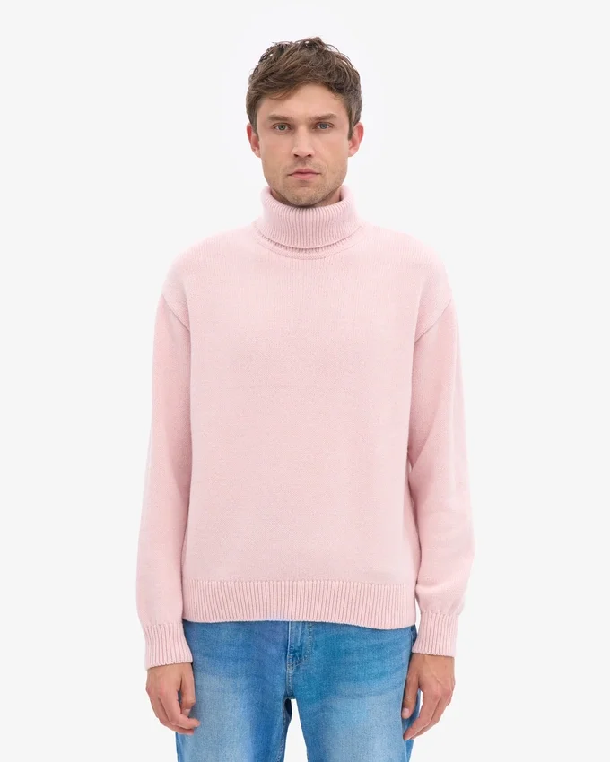 Cuello alto de lana merino - Rosa descolorido