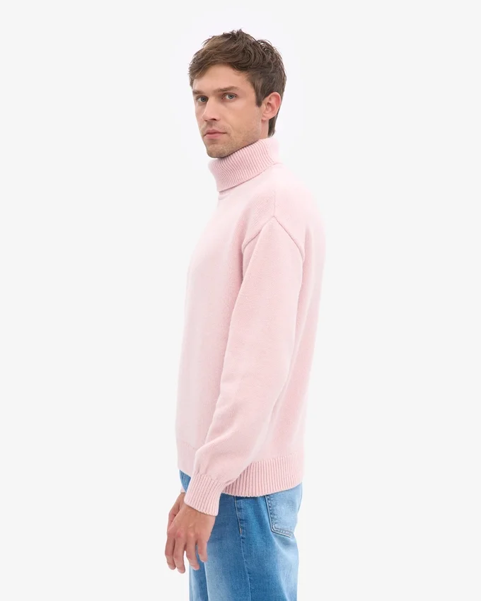 Cuello alto de lana merino - Rosa descolorido