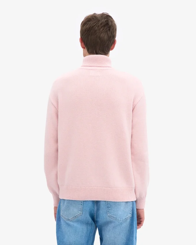 Cuello alto de lana merino - Rosa descolorido