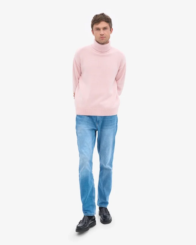 Cuello alto de lana merino - Rosa descolorido