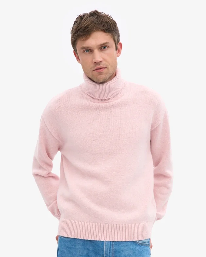 Cuello alto de lana merino - Rosa descolorido