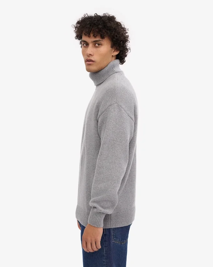 Cuello alto de lana merino - Gris jaspeado