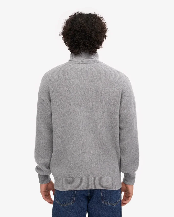 Cuello alto de lana merino - Gris jaspeado