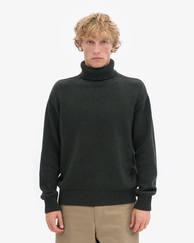 Cuello alto de lana merino - Verde cazador