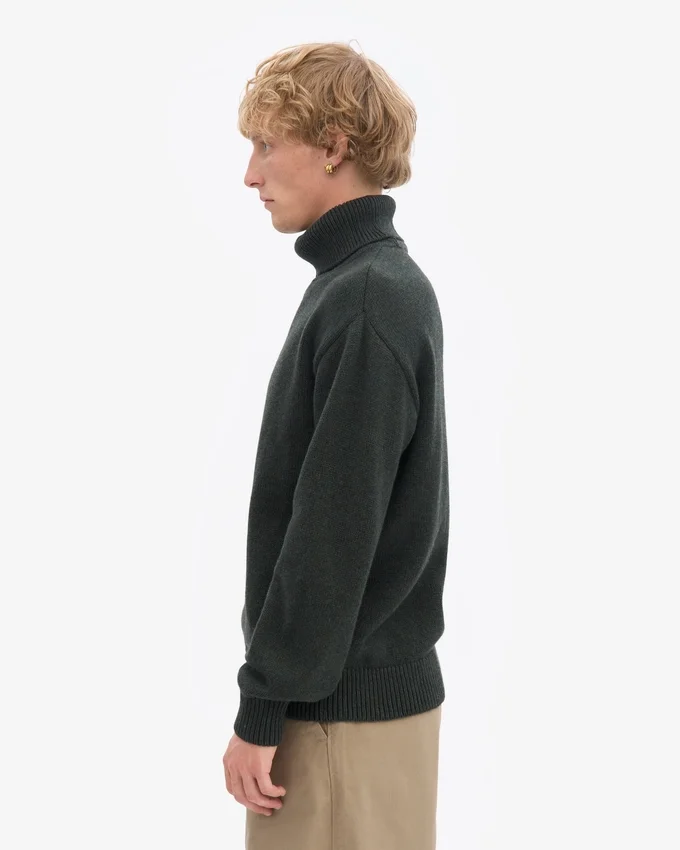 Cuello alto de lana merino - Verde cazador