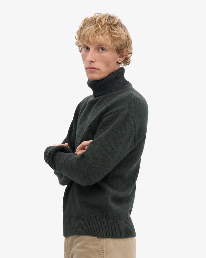 Cuello alto de lana merino - Verde cazador
