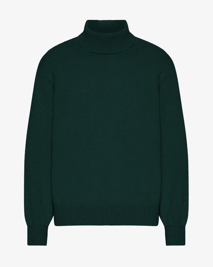 Cuello alto de lana merino - Verde esmeralda